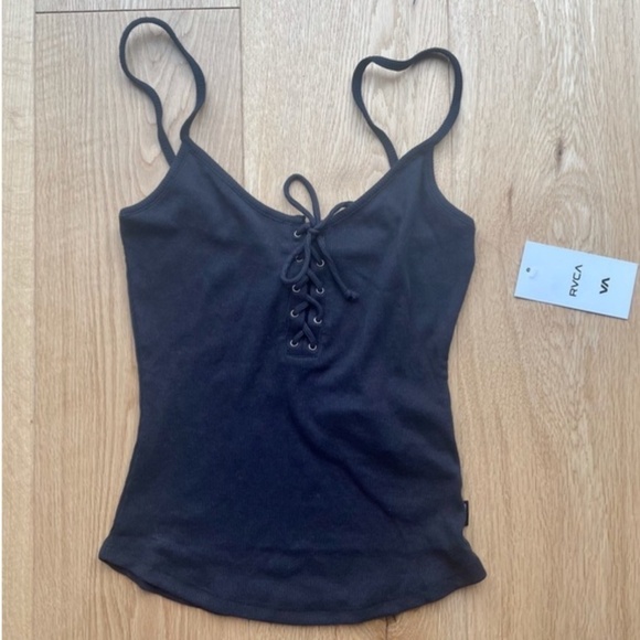 NWT RVCA  HINGED LACE-UP CAMI TANK TOP S - Picture 5 of 12